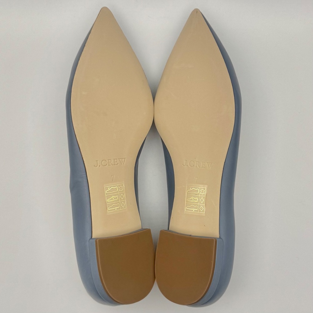 J. CREW Two-tone Pointed Toe Flats Contrast Bow & Piping, Periwinkle, Size 7 - Picture 5 of 11